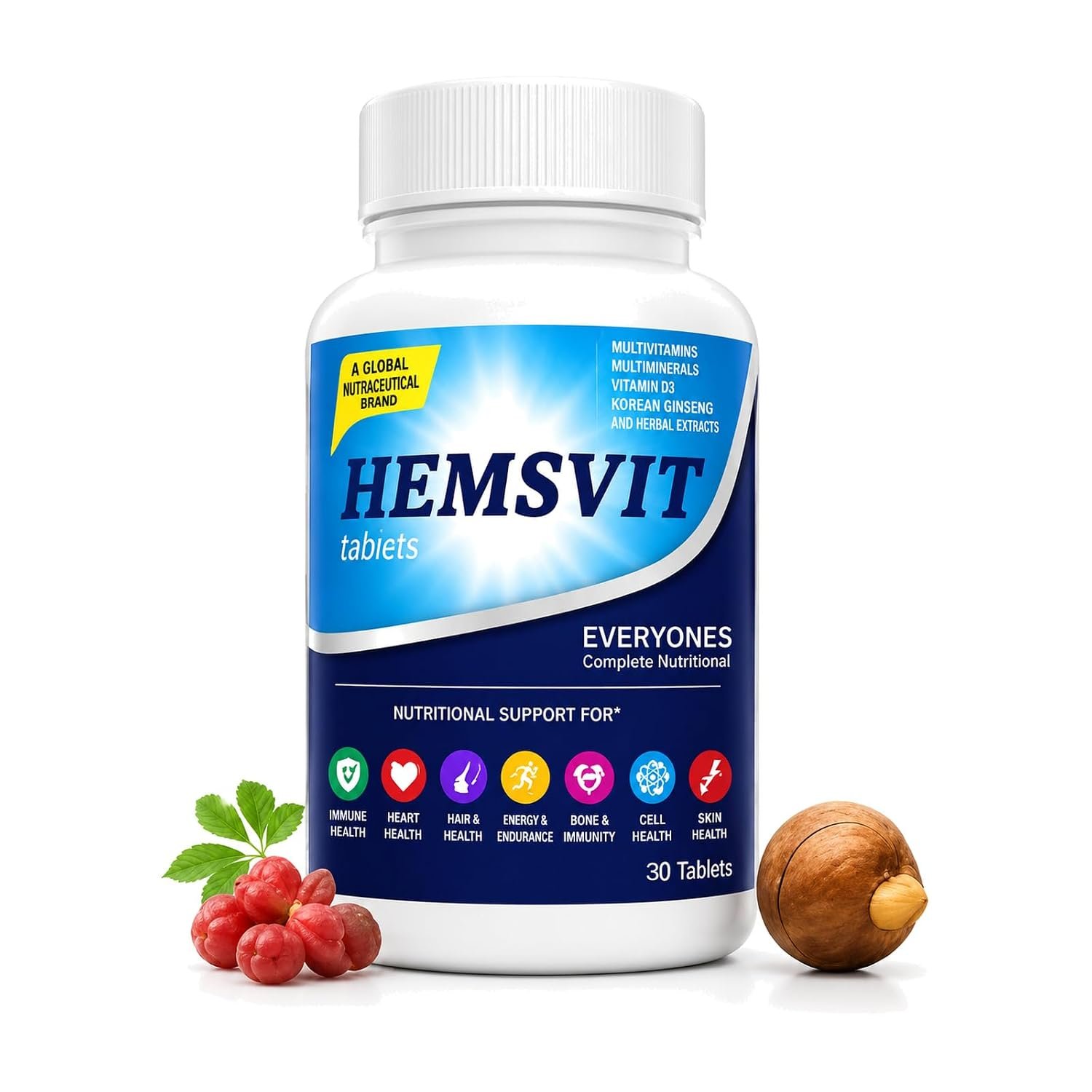 HEMSVIT Multivitamin Multimineral — 60 vegetarian tablets